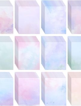 96 Sheets Decorative Watercolored Printer Paper 8.5 x 11 in – Letter Size Double Sided Pastel Stationery Cardstock for Scrapbook