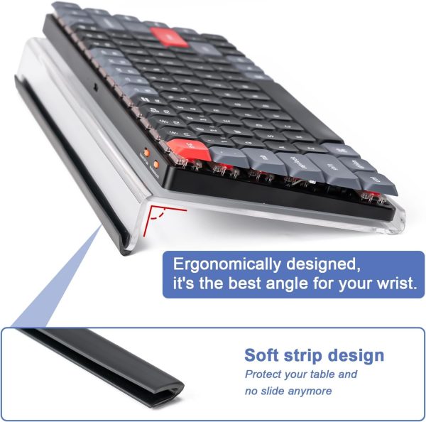 BOOMIBOO Clear Acrylic Tilted Computer Keyboard Holder for Ergonomic Typing, Keyboard Stand with Silicone Anti-Slip Strip,11.8 x 5.1 Inch Keyboard Tray for 78 Keys Keyboard - Image 3