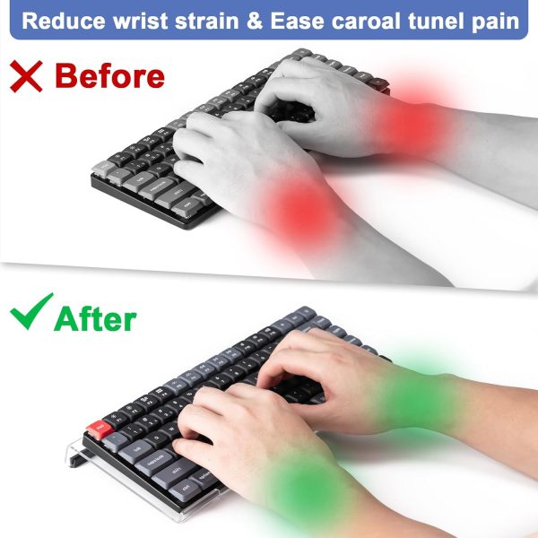 BOOMIBOO Clear Acrylic Tilted Computer Keyboard Holder for Ergonomic Typing, Keyboard Stand with Silicone Anti-Slip Strip,11.8 x 5.1 Inch Keyboard Tray for 78 Keys Keyboard - Image 6