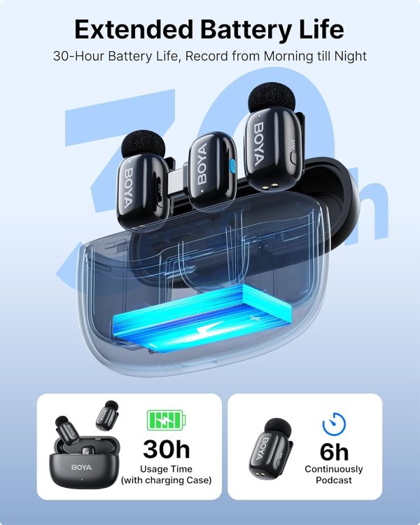 BOYA mini Wireless Lavalier Microphone for Android/Tablets/PC with USB C Plug,Noise Reduction,30H Battery Life with Charging Case,AI Voice Changer,Lapel Microphone Wireless for Video Recording Podcast - Image 5
