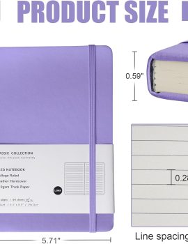 Lined Journal Notebook, (Mauve), 160 Pages, Medium 5.7 inches x 8 inches – 100 gsm Thick Paper, Hardcover