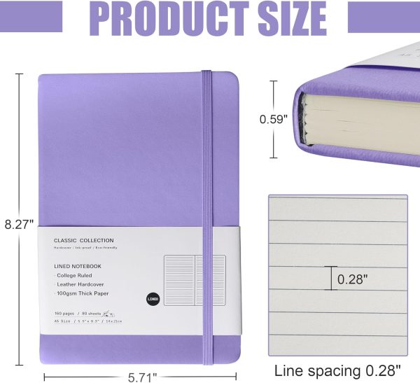 Lined Journal Notebook, (Mauve), 160 Pages, Medium 5.7 inches x 8 inches - 100 gsm Thick Paper, Hardcover - Image 2