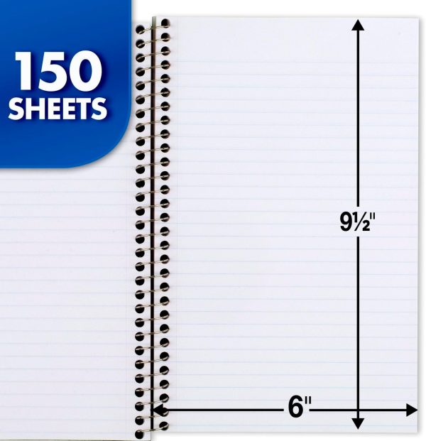 Mead Small Spiral Notebook, 3-Subject, College Ruled Paper, 9-1/2" x 5-1/2", 150 Sheets per Notebook, Color Will Vary, 1 Count (06900) - Image 3