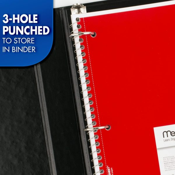 Mead Small Spiral Notebook, 3-Subject, College Ruled Paper, 9-1/2" x 5-1/2", 150 Sheets per Notebook, Color Will Vary, 1 Count (06900) - Image 8