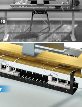 No Drilling Extendable Under Desk Cable Tray, Metal with Clamp, Retractable Power Strip Cord Holder for Wire Management 31Inch