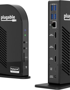Plugable 13-in-1 USB-C Triple Monitor Docking Station, 100W Laptop Charging, DisplayLink Docking Station for Mac (Driver Req), Windows, Chrome (3 HDMI, 1 USB-C with 20W Charging, 4 USB, Ethernet, SD)