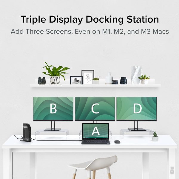 Plugable 13-in-1 USB-C Triple Monitor Docking Station, 100W Laptop Charging, DisplayLink Docking Station for Mac (Driver Req), Windows, Chrome (3 HDMI, 1 USB-C with 20W Charging, 4 USB, Ethernet, SD) - Image 3