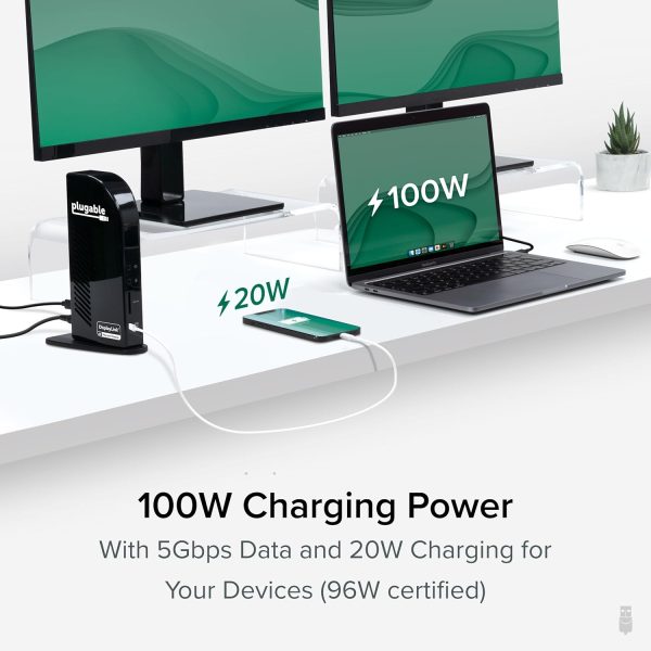 Plugable 13-in-1 USB-C Triple Monitor Docking Station, 100W Laptop Charging, DisplayLink Docking Station for Mac (Driver Req), Windows, Chrome (3 HDMI, 1 USB-C with 20W Charging, 4 USB, Ethernet, SD) - Image 5