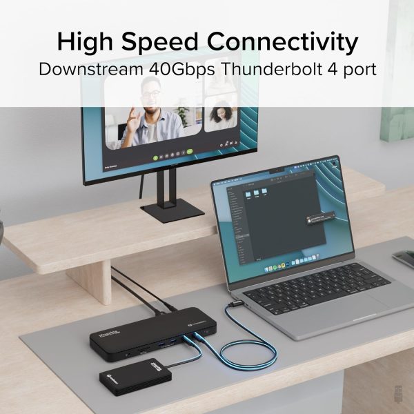 Plugable Thunderbolt 4 Dock with 100W Charging, Thunderbolt Certified, Laptop Docking Station Dual Monitor Single 8K or Dual 4K HDMI for Windows and Mac, 4X USB, Gigabit Ethernet (TBT4-UD5) - Image 4