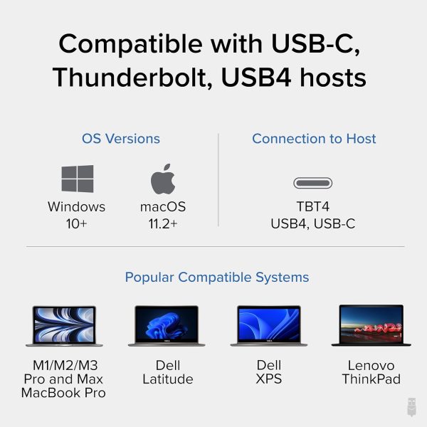 Plugable Thunderbolt 4 Dock with 100W Charging, Thunderbolt Certified, Laptop Docking Station Dual Monitor Single 8K or Dual 4K HDMI for Windows and Mac, 4X USB, Gigabit Ethernet (TBT4-UD5) - Image 5