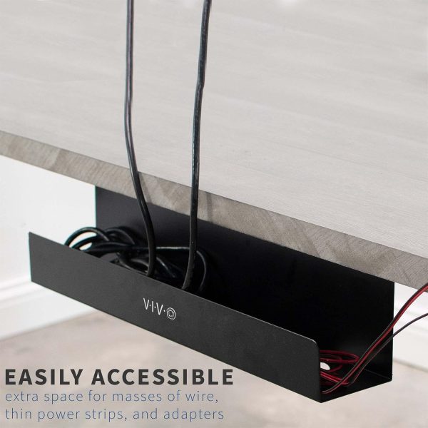 VIVO Under Desk 17 inch Cable Management Tray, Power Strip Holder, Cord Organizer, Wire Tamer for Office and Home, Black, DESK-AC06-1C - Image 4