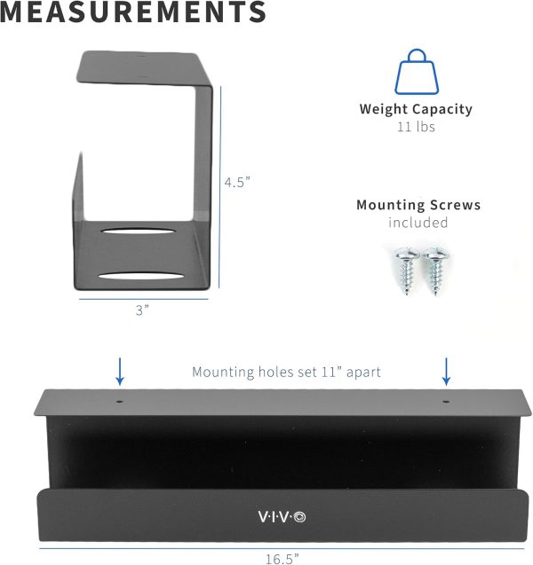 VIVO Under Desk 17 inch Cable Management Tray, Power Strip Holder, Cord Organizer, Wire Tamer for Office and Home, Black, DESK-AC06-1C - Image 6