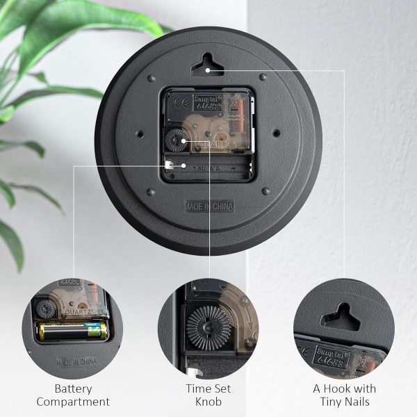 Wall Clock 12 Inches Non-Ticking Wall Clocks Battery Operated Large Easy to Read with Stereoscopic Dial Ultra-Quiet Movement Quartz for Office Classroom School Home Bedroom Kitchen - Image 3