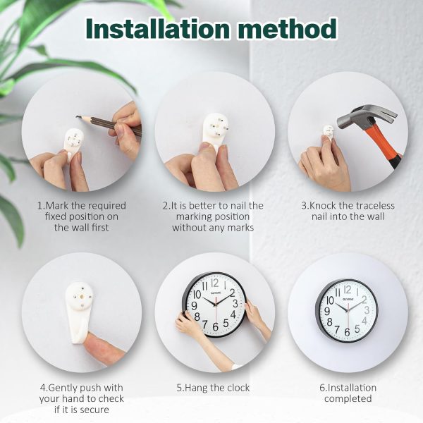 Wall Clock 12 Inches Non-Ticking Wall Clocks Battery Operated Large Easy to Read with Stereoscopic Dial Ultra-Quiet Movement Quartz for Office Classroom School Home Bedroom Kitchen - Image 6